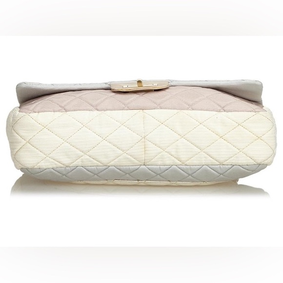 CHANEL Grosgrain Satin Tricolor 2.55 Reissue Flap Gray Pink White - Picture 7 of 10